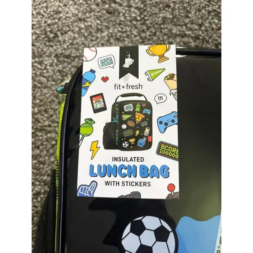 Insulated lunch bag with stickers